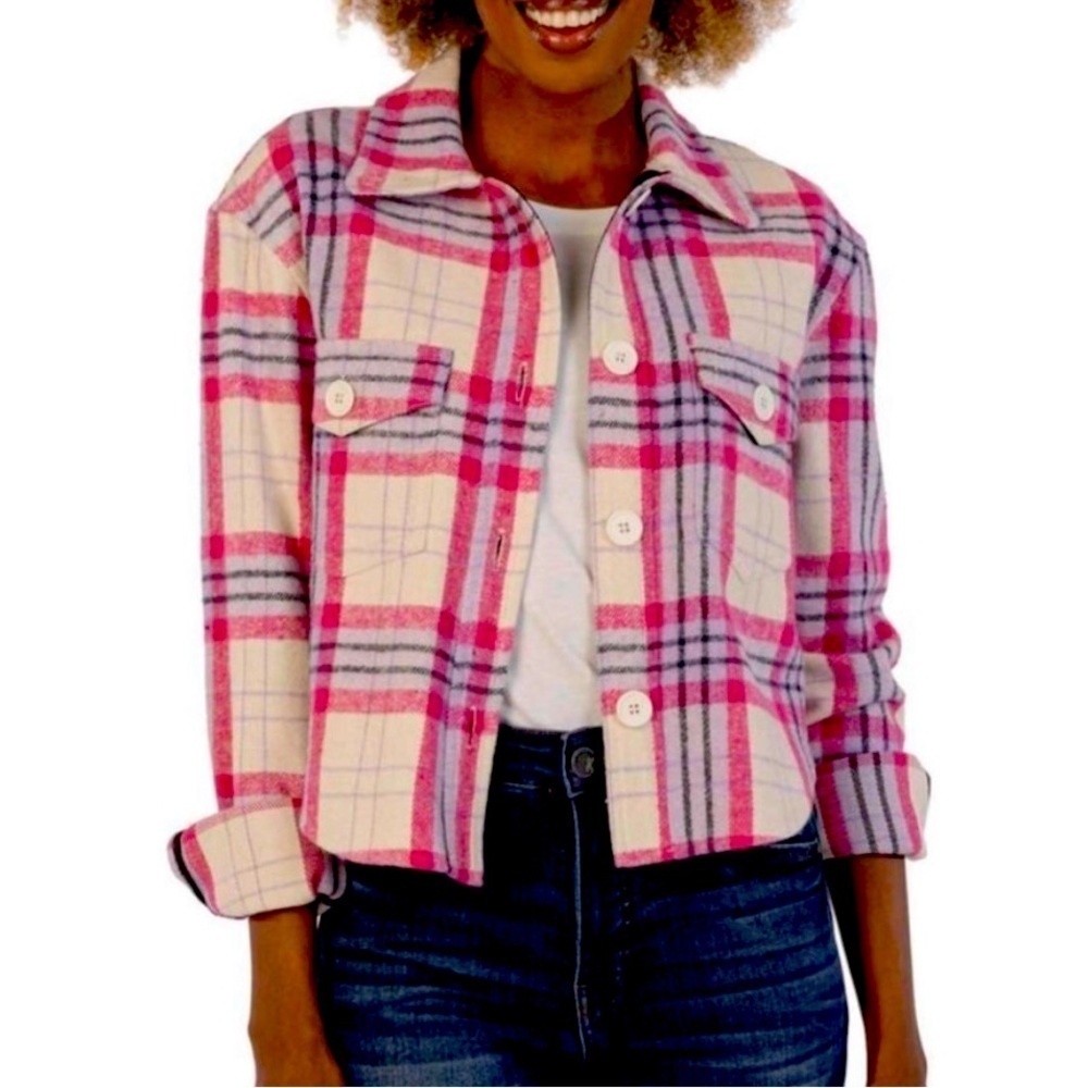 KUT FROM THE KLOTH Lora Plaid Pink Jacket, size Large